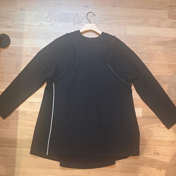 Y-3 Yohji Yamamoto Black Top w/Geometric Contrasting Top Stitching Size L - Picture 3 of 15